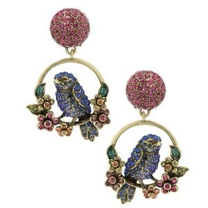 Heidi Daus Pink and Blue Bird Earrings